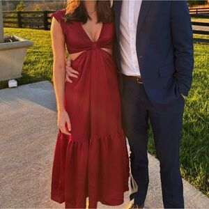 Jason Wu Waist Cutout Cuffed Cap Sleeve V-Neck Satin Dress